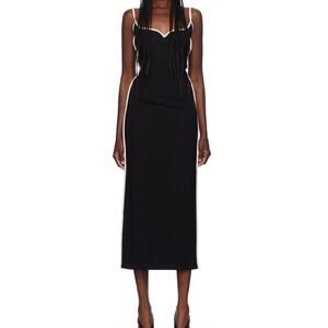NWT Paris Georgia Black Heart Midi Dress with Cream Trim • Size XL